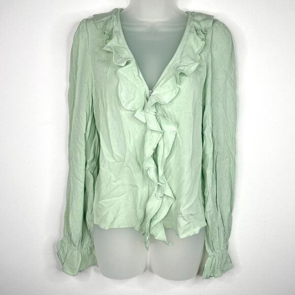 NWT H&M Divided Seafoam Green Peasant Blouse - Picture 1 of 8